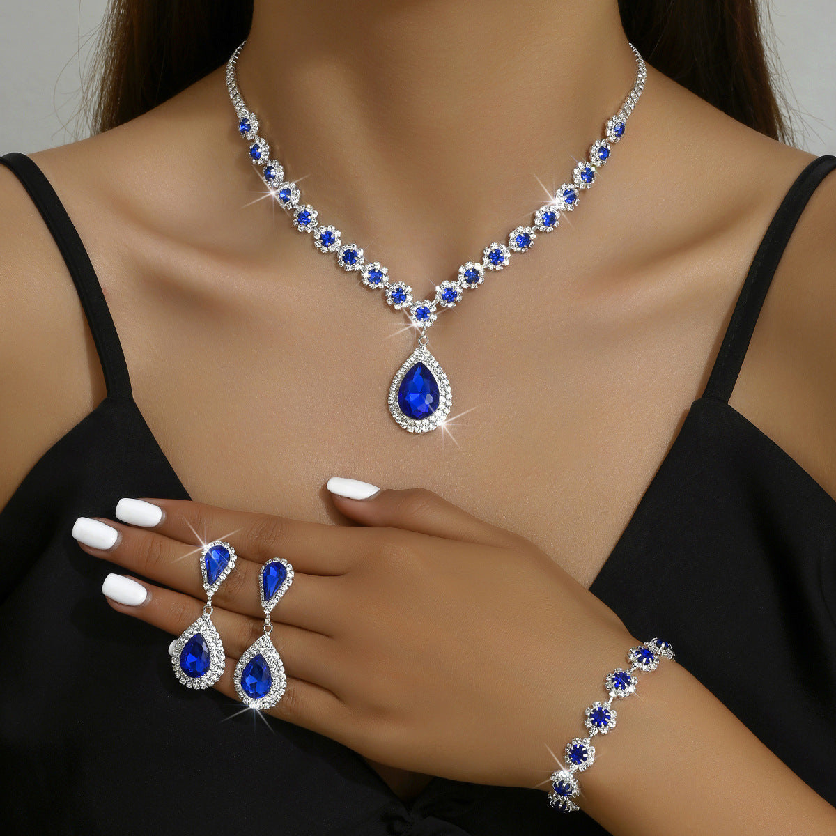 Fashion Jewelry Bridal Jewelry Suit Necklace Ear Stud Bracelet (3-piece2 Set) Original
