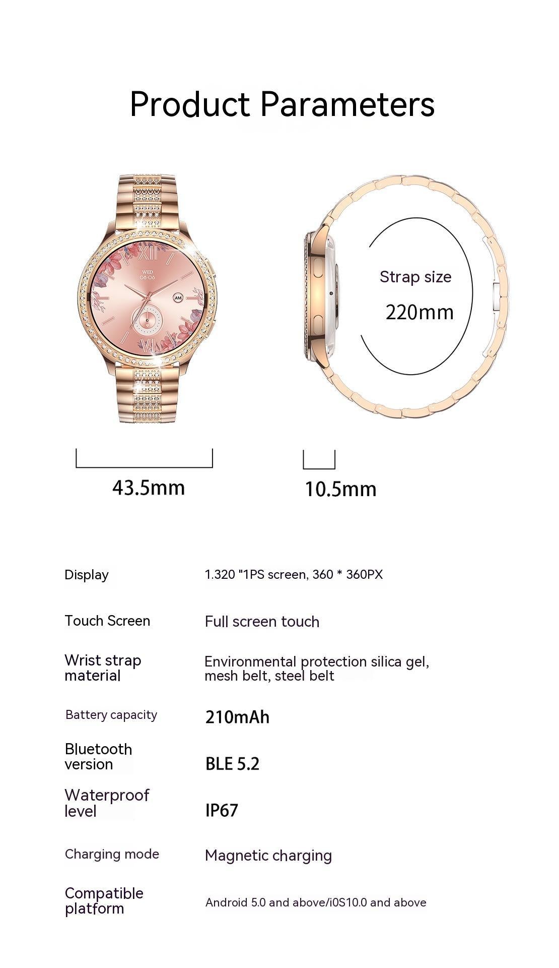 AK53 Bluetooth Calling Smart Watch Heart Rate Blood Pressure Blood Oxygen Monitor Weather Multi Sport