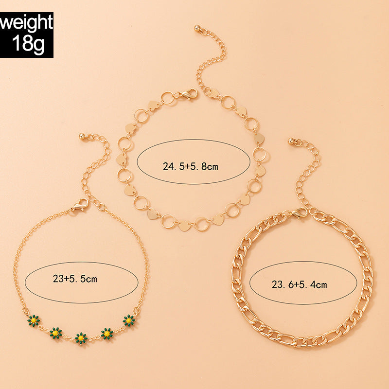 Top quality Fashion Pastoral Style Jewelry Flower Love Anklet
