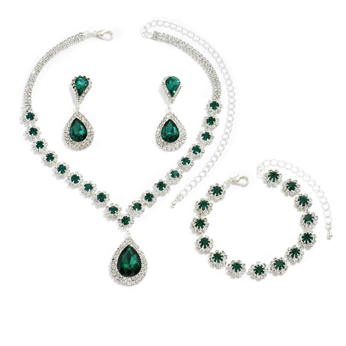 Fashion Jewelry Bridal Jewelry Suit Necklace Ear Stud Bracelet (3-piece2 Set) Original