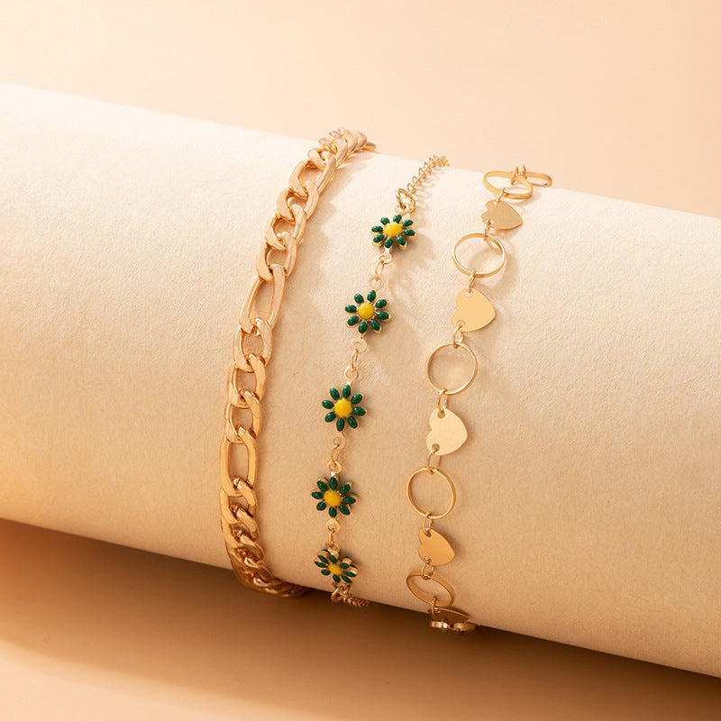 Top quality Fashion Pastoral Style Jewelry Flower Love Anklet