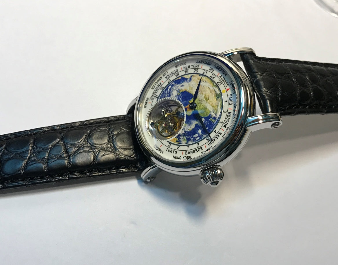 Original 3D Globe Tourbillon Round Watch Fashion