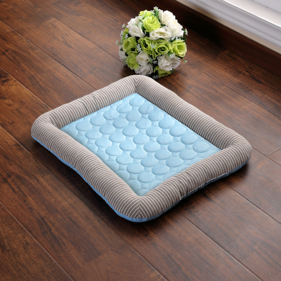 High Quality- Pet Cooling Pad Bed For Dogs Cats Puppy Kitten Cool Mat Pet Blanket Ice Silk Material Soft For Summer Sleeping Blue Breathable