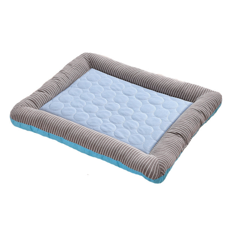 High Quality- Pet Cooling Pad Bed For Dogs Cats Puppy Kitten Cool Mat Pet Blanket Ice Silk Material Soft For Summer Sleeping Blue Breathable