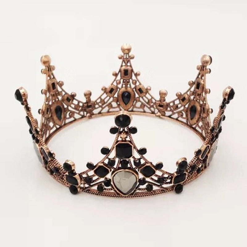 Red Copper Decorative Crown Bridal Headgear Black Alloy Queen Crown Tiara Top Quality