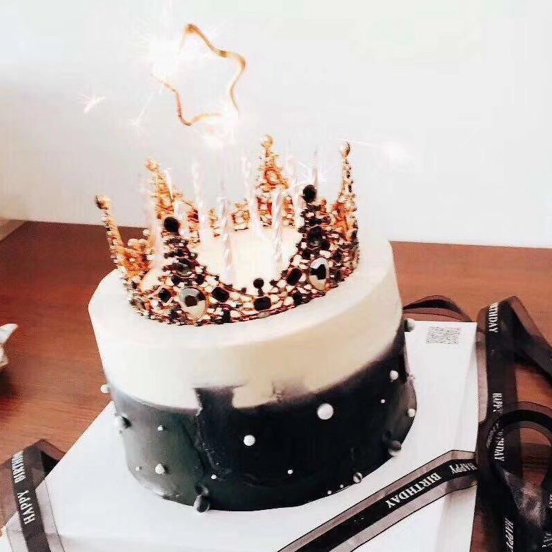 Red Copper Decorative Crown Bridal Headgear Black Alloy Queen Crown Tiara Top Quality