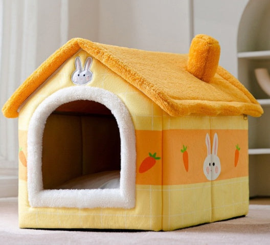 Original High Quality Foldable Dog House Pet Cat Bed Winter Dog Villa Sleep Kennel Removable Nest Warm Enclosed Cave Sofa Pets Supplies