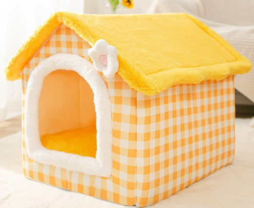Original High Quality Foldable Dog House Pet Cat Bed Winter Dog Villa Sleep Kennel Removable Nest Warm Enclosed Cave Sofa Pets Supplies