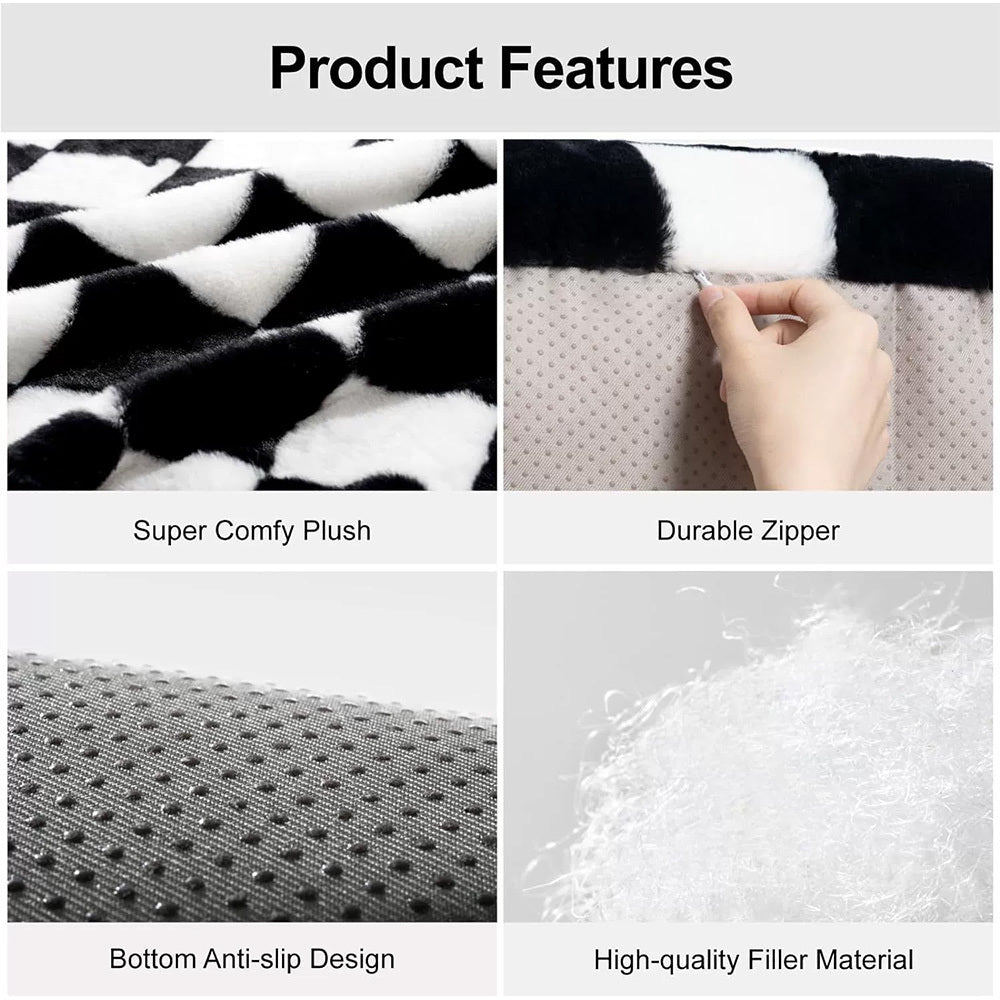 Plush Pet Bed Washable Cats Dogs Sleeping Sofa Thicken Warm Puppy Cat Couch With Anti-Slip Bottom With Detachable Cover Gift For Pet Lovers