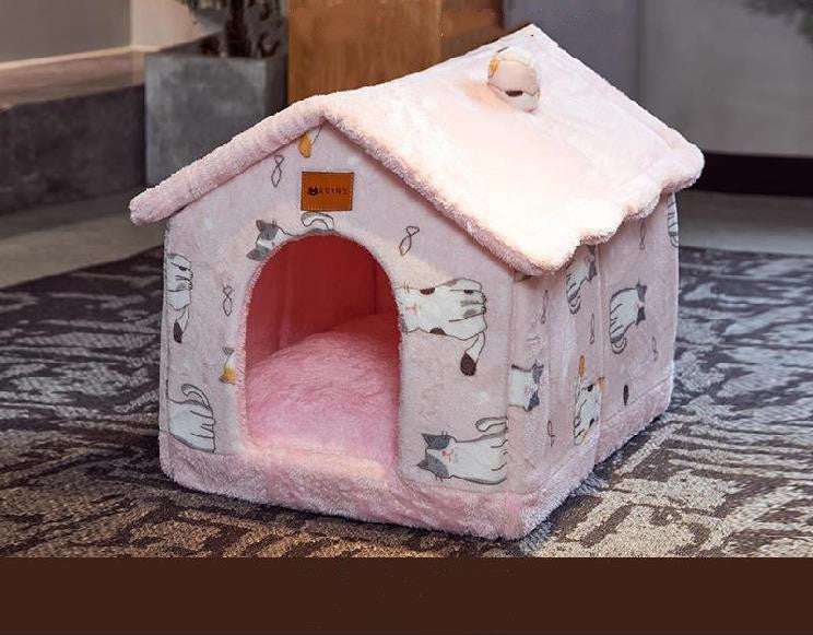 Original High Quality Foldable Dog House Pet Cat Bed Winter Dog Villa Sleep Kennel Removable Nest Warm Enclosed Cave Sofa Pets Supplies
