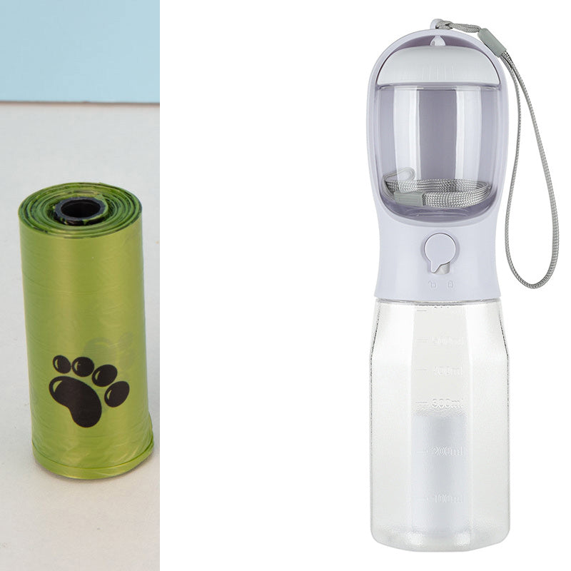Original Portable Cat Dog Water Bottle Food Feeder Drinker Poop Dispenser 3 In 1 Leak-proof Multifunctional Dog Water Bottle Pet Products
