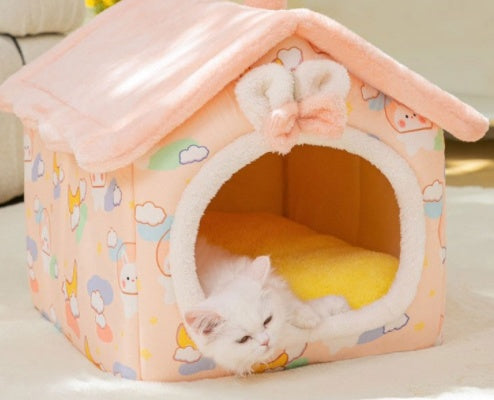 Original High Quality Foldable Dog House Pet Cat Bed Winter Dog Villa Sleep Kennel Removable Nest Warm Enclosed Cave Sofa Pets Supplies