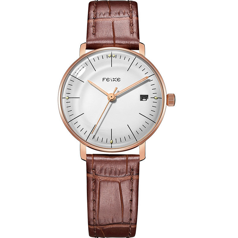Original Flyke Fashion Simple Waterproof Watch Women's Ultra-thin Japanese Movement Calendar Women's Quartz Watch Foreign Trade Amazon