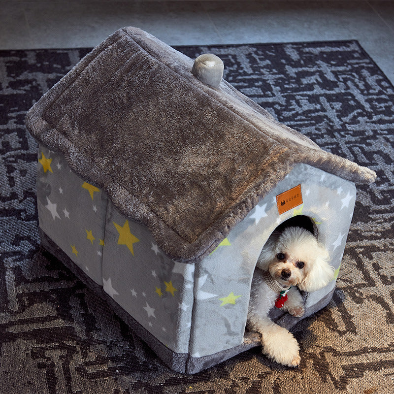 Original High Quality Foldable Dog House Pet Cat Bed Winter Dog Villa Sleep Kennel Removable Nest Warm Enclosed Cave Sofa Pets Supplies