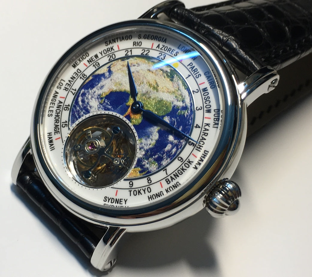 Original 3D Globe Tourbillon Round Watch Fashion