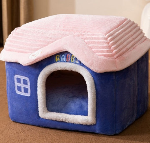 Original High Quality Foldable Dog House Pet Cat Bed Winter Dog Villa Sleep Kennel Removable Nest Warm Enclosed Cave Sofa Pets Supplies
