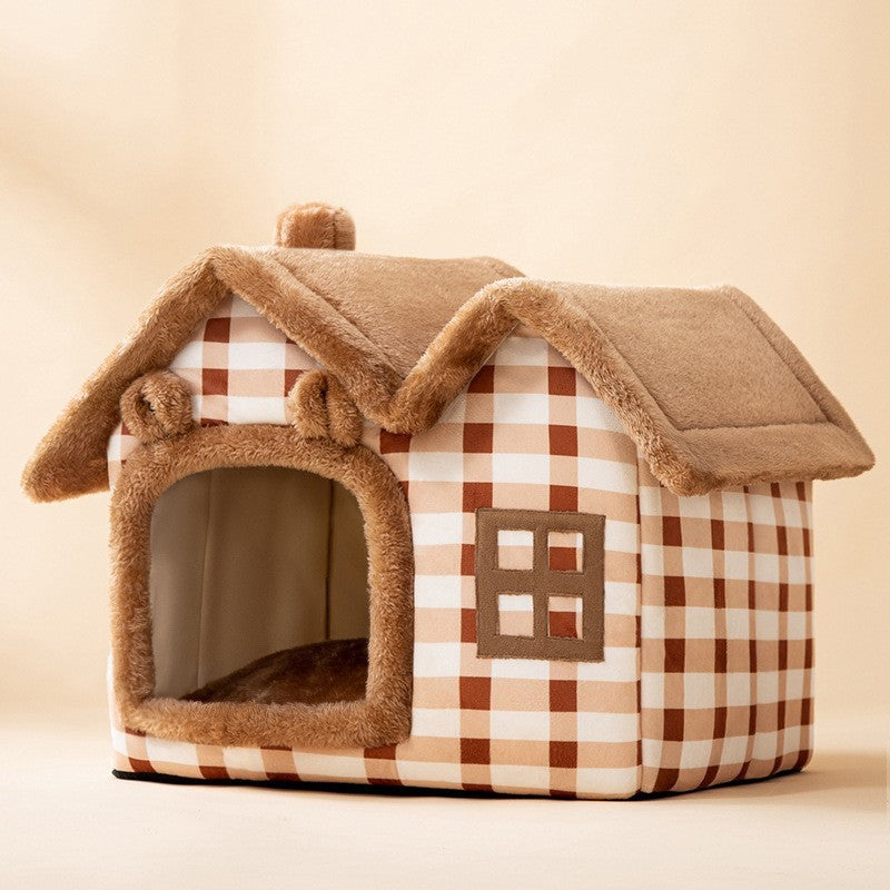 Original High Quality Foldable Dog House Pet Cat Bed Winter Dog Villa Sleep Kennel Removable Nest Warm Enclosed Cave Sofa Pets Supplies