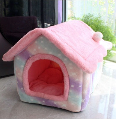 Original High Quality Foldable Dog House Pet Cat Bed Winter Dog Villa Sleep Kennel Removable Nest Warm Enclosed Cave Sofa Pets Supplies