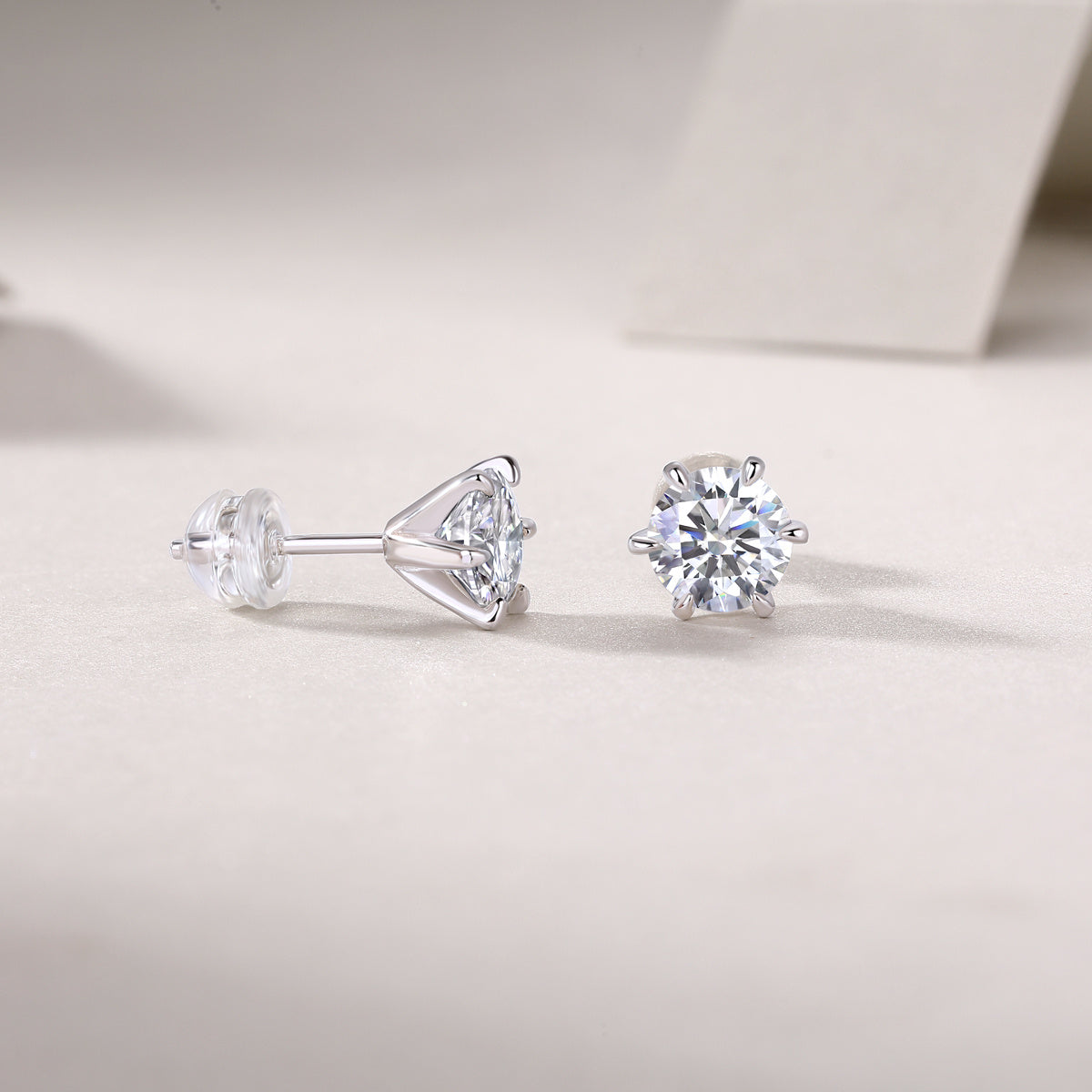 Guardian Classic Six Claw Luxury Fashion Diamond Earrings Stud Set Mosan Diamond Silver Jewelry