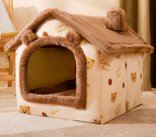 Original High Quality Foldable Dog House Pet Cat Bed Winter Dog Villa Sleep Kennel Removable Nest Warm Enclosed Cave Sofa Pets Supplies