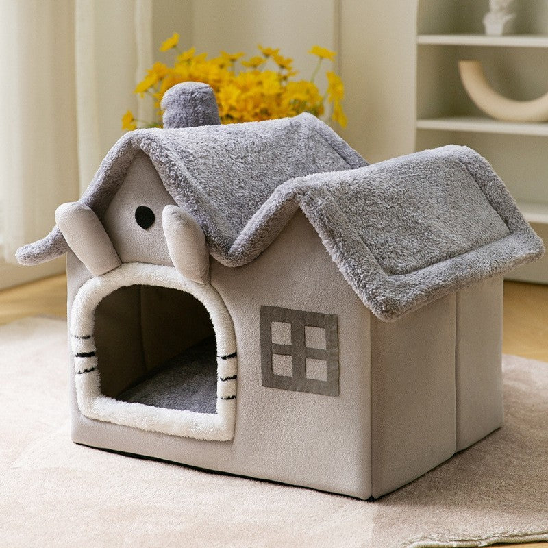 Original High Quality Foldable Dog House Pet Cat Bed Winter Dog Villa Sleep Kennel Removable Nest Warm Enclosed Cave Sofa Pets Supplies