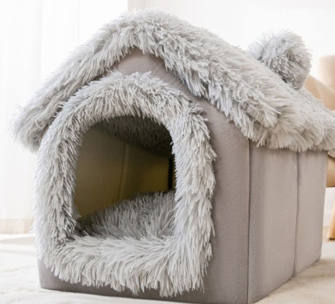 Original High Quality Foldable Dog House Pet Cat Bed Winter Dog Villa Sleep Kennel Removable Nest Warm Enclosed Cave Sofa Pets Supplies