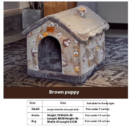 Original High Quality Foldable Dog House Pet Cat Bed Winter Dog Villa Sleep Kennel Removable Nest Warm Enclosed Cave Sofa Pets Supplies