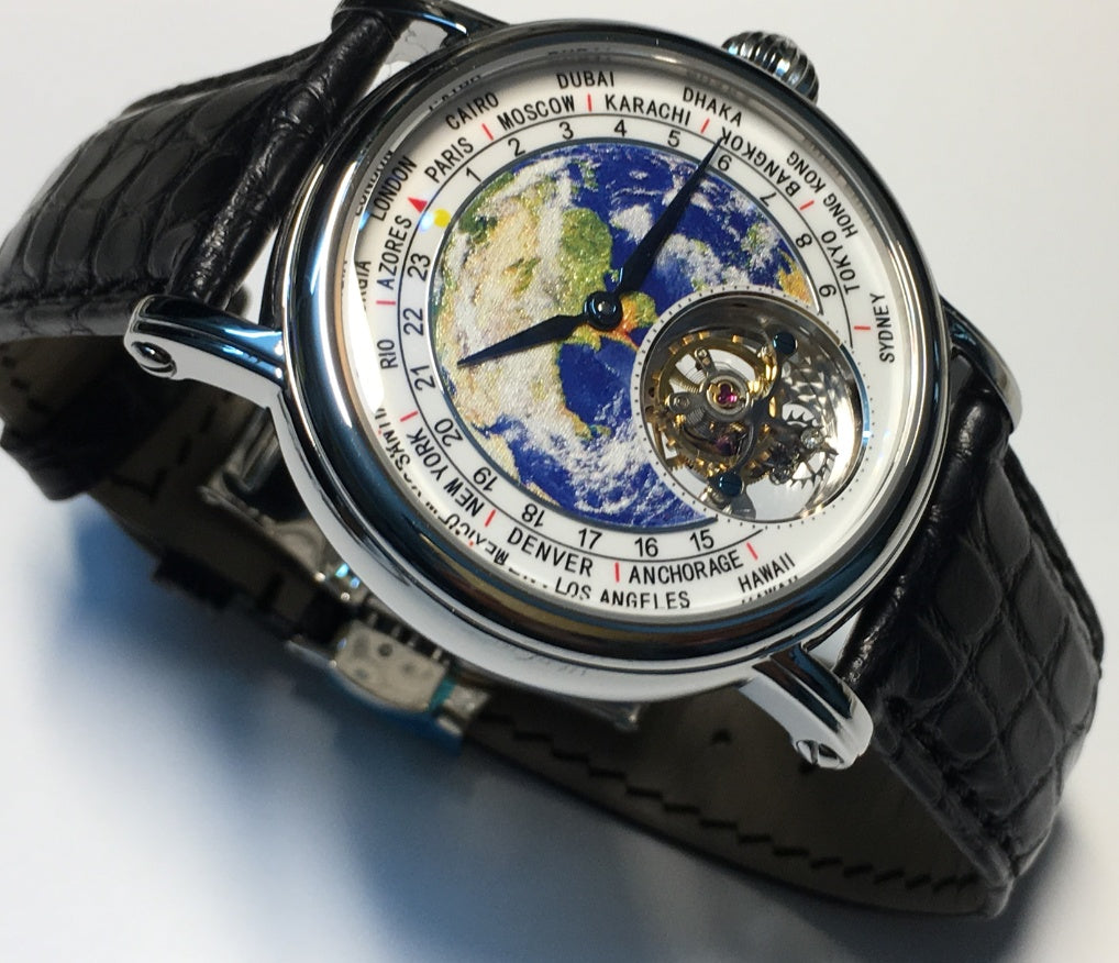Original 3D Globe Tourbillon Round Watch Fashion
