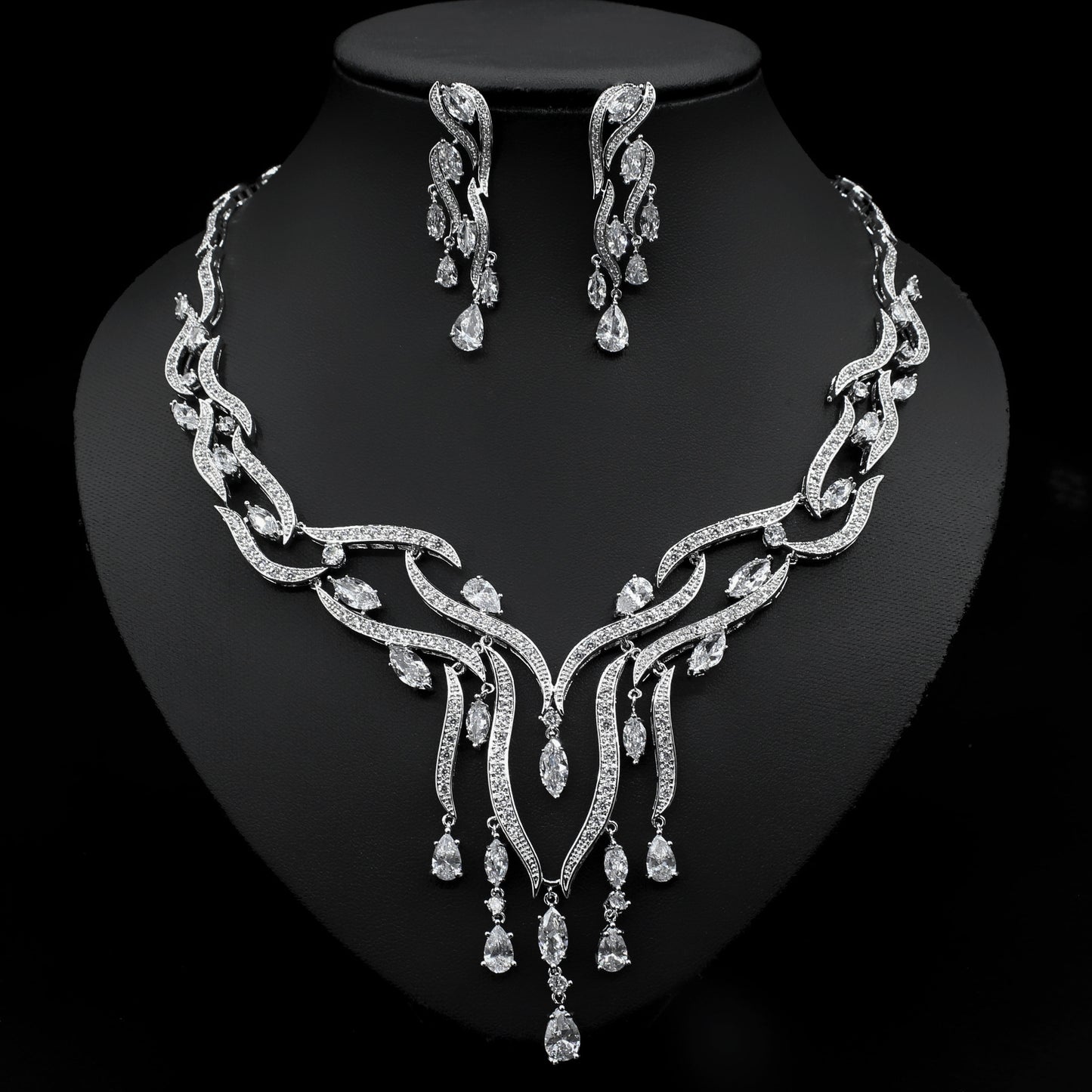 Crystal Jewelry Zircon Jewelry Set Tassel Pendant