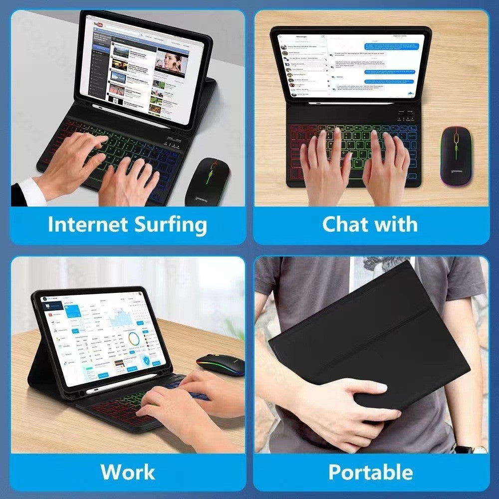 Original Ipad Protective Case Luminous Bluetooth Keyboard Leather Sheath