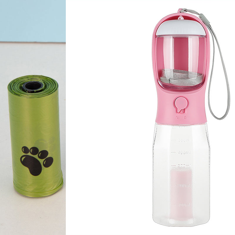 Original Portable Cat Dog Water Bottle Food Feeder Drinker Poop Dispenser 3 In 1 Leak-proof Multifunctional Dog Water Bottle Pet Products