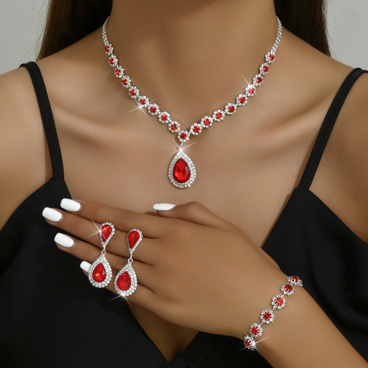 Fashion Jewelry Bridal Jewelry Suit Necklace Ear Stud Bracelet (3-piece2 Set) Original