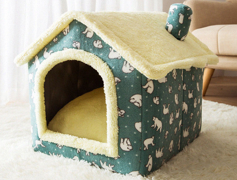 Original High Quality Foldable Dog House Pet Cat Bed Winter Dog Villa Sleep Kennel Removable Nest Warm Enclosed Cave Sofa Pets Supplies