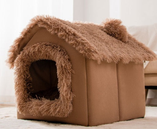 Original High Quality Foldable Dog House Pet Cat Bed Winter Dog Villa Sleep Kennel Removable Nest Warm Enclosed Cave Sofa Pets Supplies