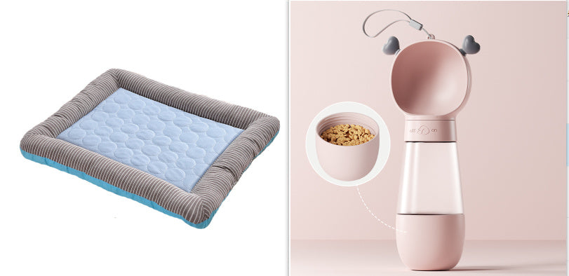 High Quality- Pet Cooling Pad Bed For Dogs Cats Puppy Kitten Cool Mat Pet Blanket Ice Silk Material Soft For Summer Sleeping Blue Breathable