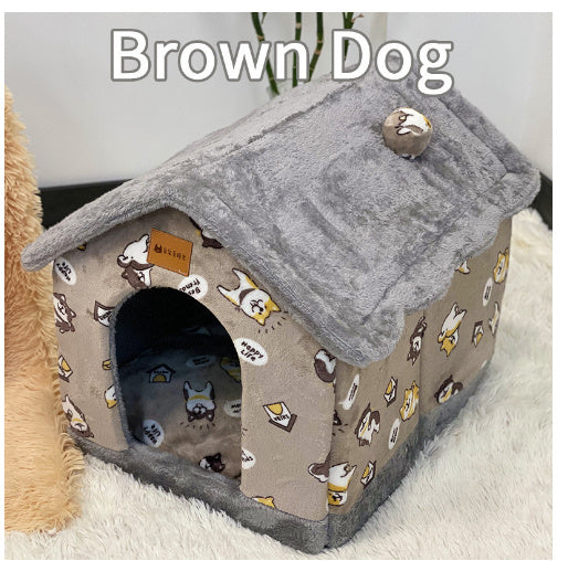 Original High Quality Foldable Dog House Pet Cat Bed Winter Dog Villa Sleep Kennel Removable Nest Warm Enclosed Cave Sofa Pets Supplies