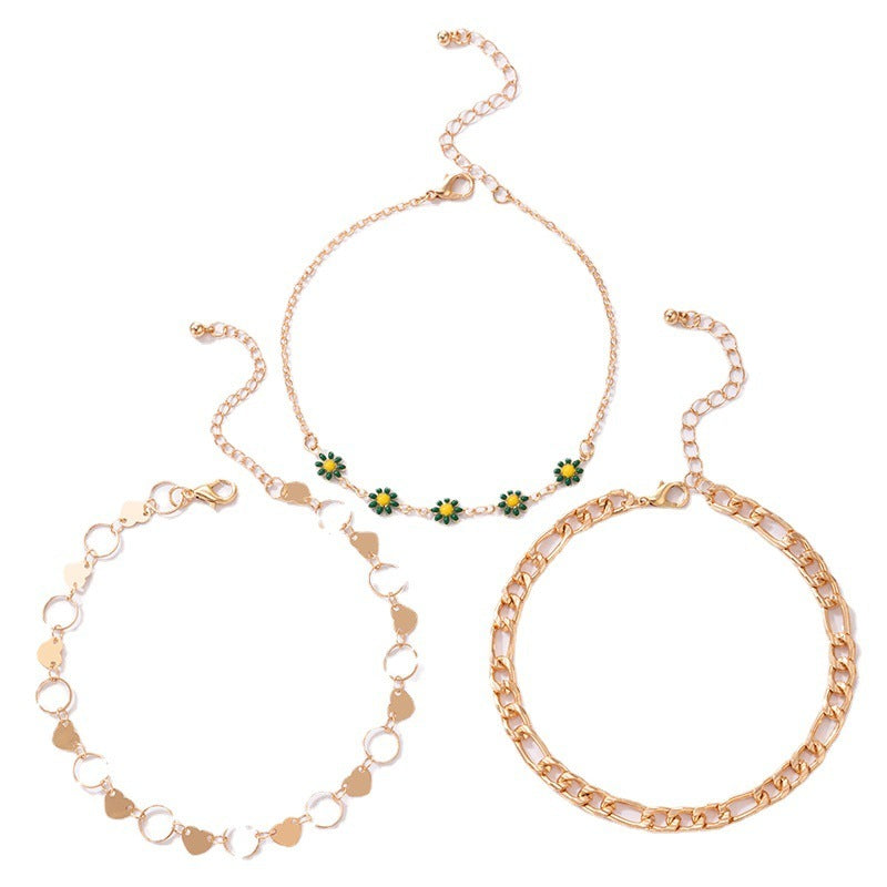 Top quality Fashion Pastoral Style Jewelry Flower Love Anklet