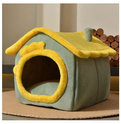 Original High Quality Foldable Dog House Pet Cat Bed Winter Dog Villa Sleep Kennel Removable Nest Warm Enclosed Cave Sofa Pets Supplies
