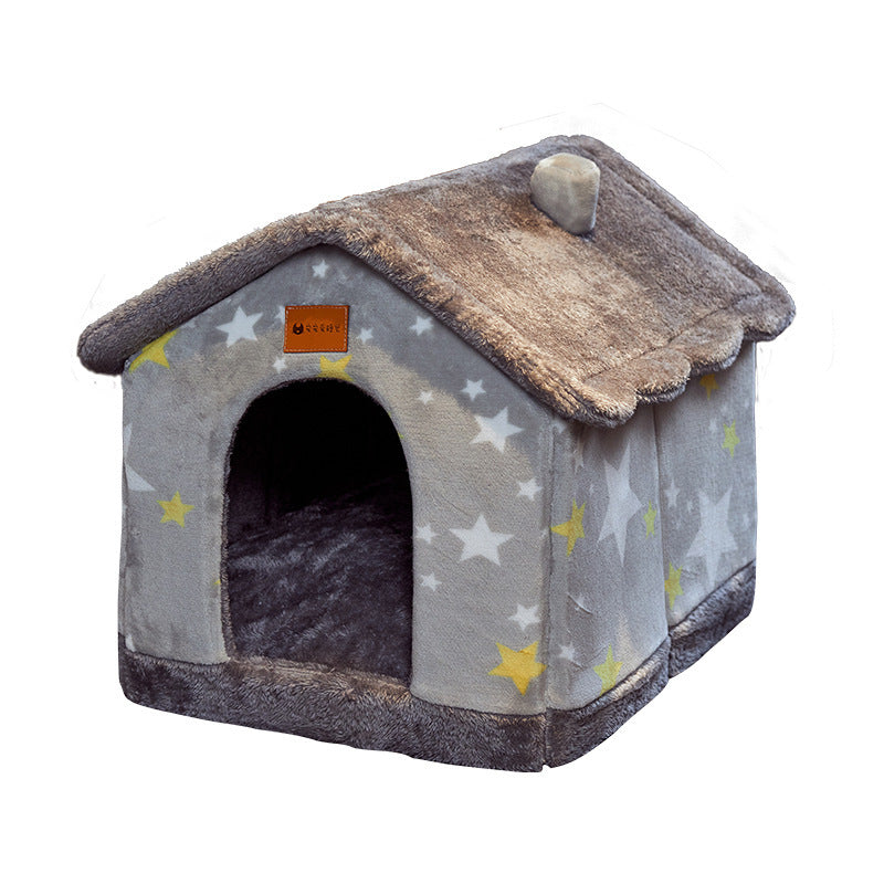 Original High Quality Foldable Dog House Pet Cat Bed Winter Dog Villa Sleep Kennel Removable Nest Warm Enclosed Cave Sofa Pets Supplies