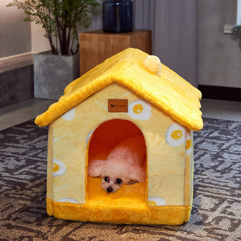 Original High Quality Foldable Dog House Pet Cat Bed Winter Dog Villa Sleep Kennel Removable Nest Warm Enclosed Cave Sofa Pets Supplies