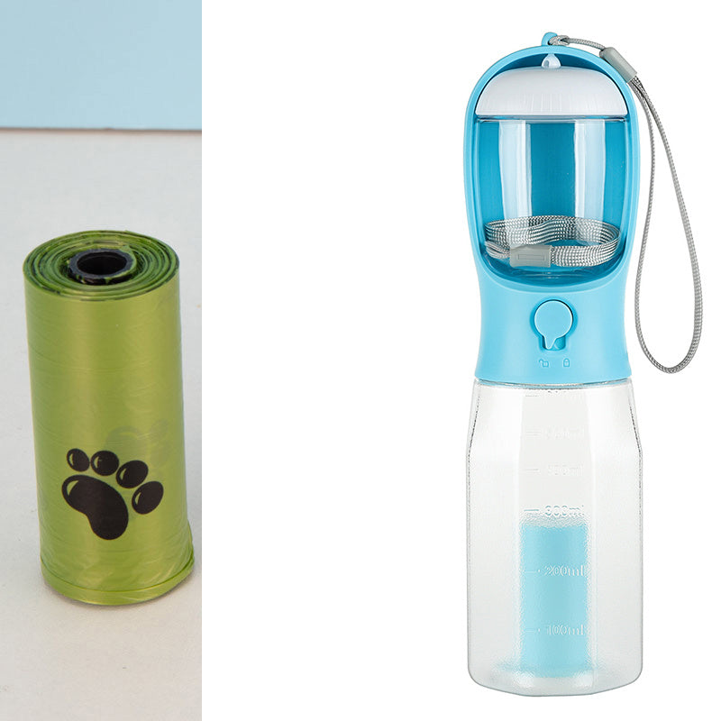Original Portable Cat Dog Water Bottle Food Feeder Drinker Poop Dispenser 3 In 1 Leak-proof Multifunctional Dog Water Bottle Pet Products