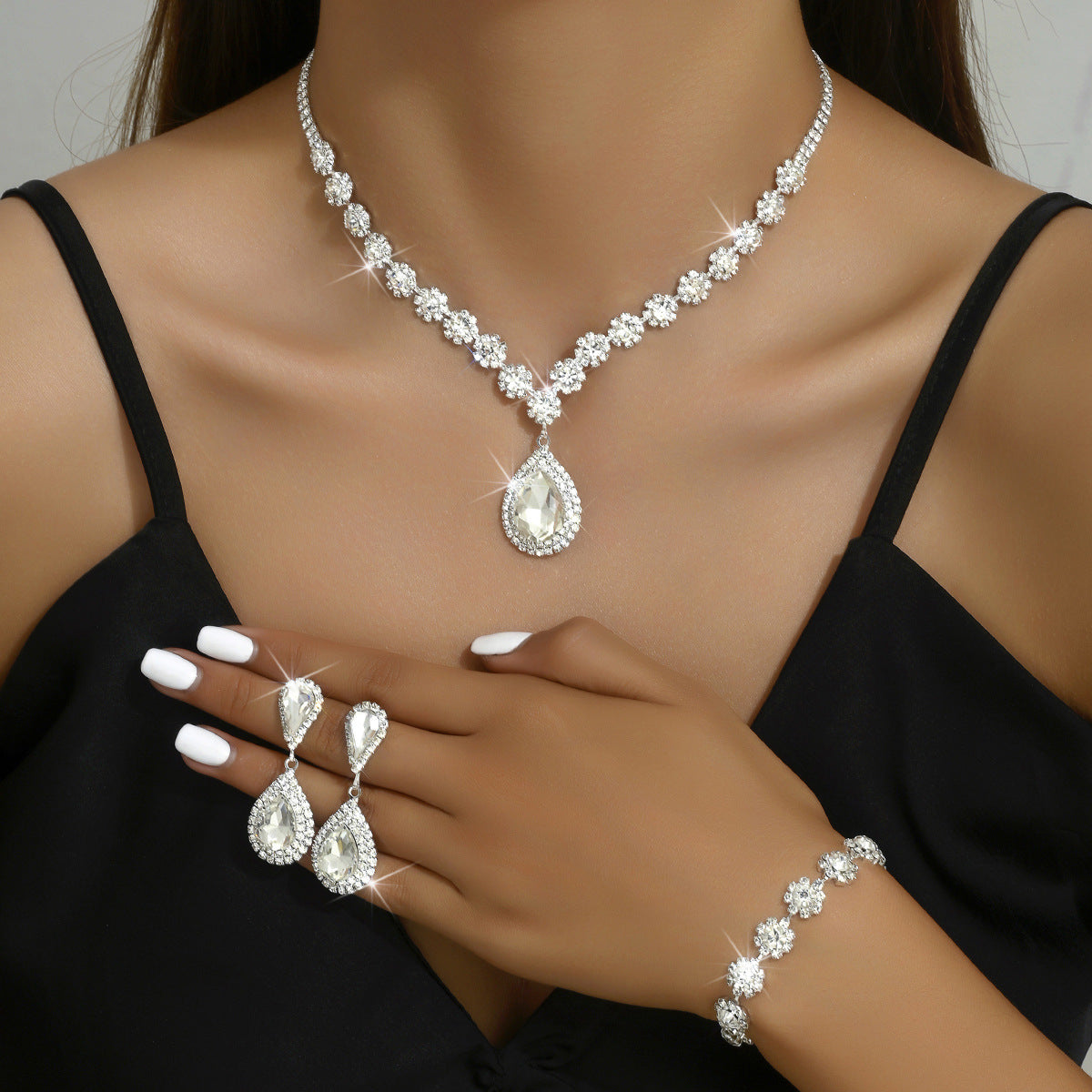 Fashion Jewelry Bridal Jewelry Suit Necklace Ear Stud Bracelet (3-piece2 Set) Original