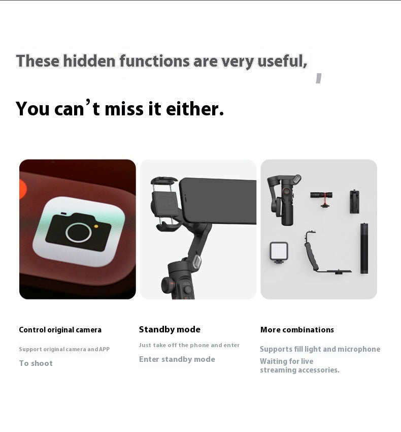 Original Selfie Three-axis Anti-shake Hand-held Tripod Head Mobile Phone Stabilizer