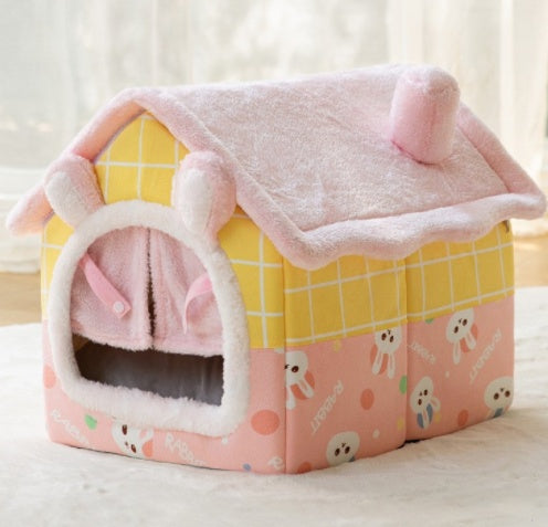 Original High Quality Foldable Dog House Pet Cat Bed Winter Dog Villa Sleep Kennel Removable Nest Warm Enclosed Cave Sofa Pets Supplies