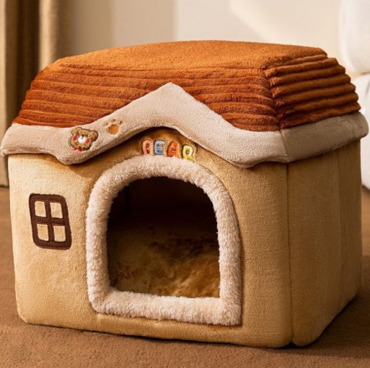 Original High Quality Foldable Dog House Pet Cat Bed Winter Dog Villa Sleep Kennel Removable Nest Warm Enclosed Cave Sofa Pets Supplies
