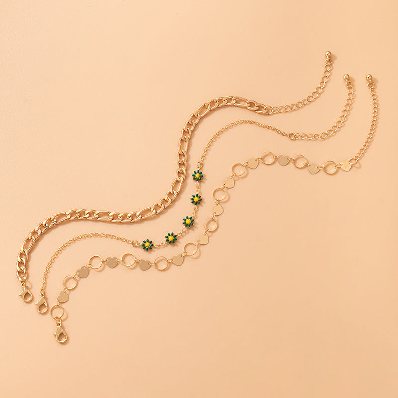 Top quality Fashion Pastoral Style Jewelry Flower Love Anklet