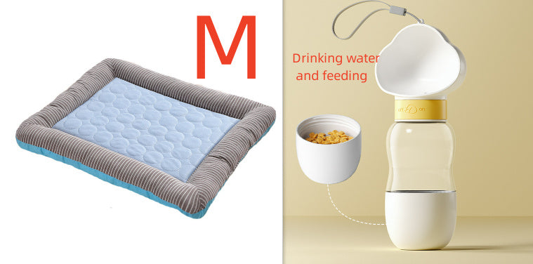 High Quality- Pet Cooling Pad Bed For Dogs Cats Puppy Kitten Cool Mat Pet Blanket Ice Silk Material Soft For Summer Sleeping Blue Breathable
