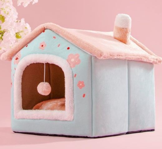 Original High Quality Foldable Dog House Pet Cat Bed Winter Dog Villa Sleep Kennel Removable Nest Warm Enclosed Cave Sofa Pets Supplies