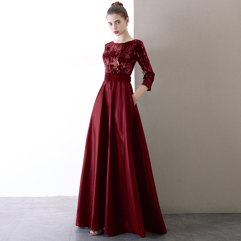 Women's Black Evening Dress Velvet High End Banquet