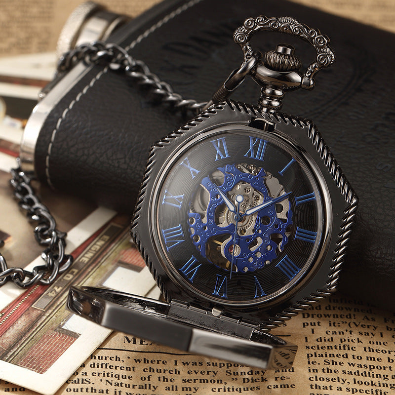 Carved Octagonal Mechanical Pocket Watch Retro Rome Specail Gift